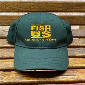 Fish US your national forests US forest service youth hat 6 panel green gold cap
